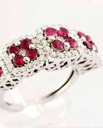 Anello riviera Donna Oro Rosa Diamanti e Rubini