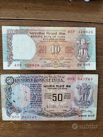 due banconote da 50 e 10 Rupie India 