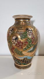 Vaso giapponese Satsuma oro e policromo 41 cm
