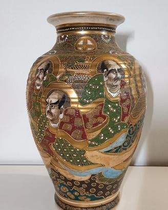 Vaso giapponese Satsuma oro e policromo 41 cm