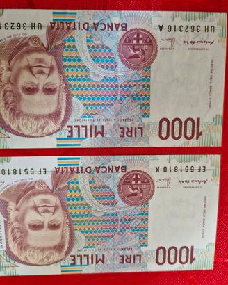 2 banconote da 1000lire Montessori FDS 
