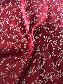 Tessuto broccato fondo bordeux con fiori 1x2.80m