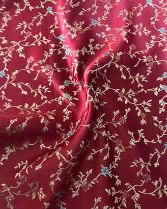 Tessuto broccato fondo bordeux con fiori 1x2.80m