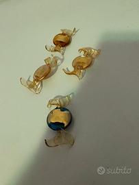 Caramella in vetro di murano con filigrana in oro