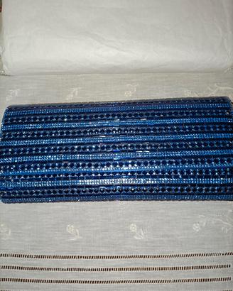 Pochette elegante donna con cristalli blu 