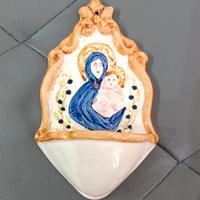 Acquasantiera religiosa da parete in porcellana