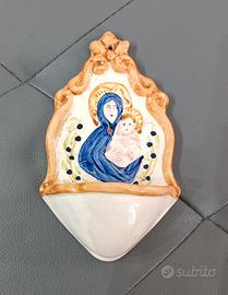 Acquasantiera religiosa da parete in porcellana
