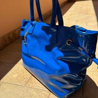 Borsa Lui Jo originale vernice blu-con charm cuore