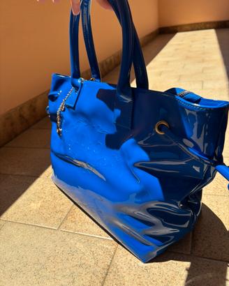 Borsa Lui Jo originale vernice blu-con charm cuore