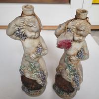 Coppia bottiglie decorative in ceramica vintage