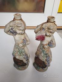 Coppia bottiglie decorative in ceramica vintage