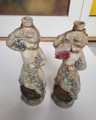 Coppia bottiglie decorative in ceramica vintage