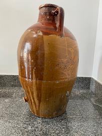 Antico Orcio in Terracotta Smaltata con Rubinetto