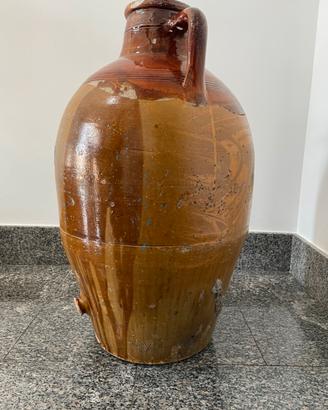 Antico Orcio in Terracotta Smaltata con Rubinetto