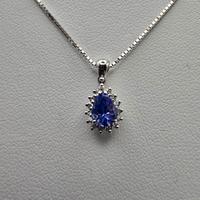 Ciondolo in Oro Bianco 18 Kt, Tanzanite e Diamanti