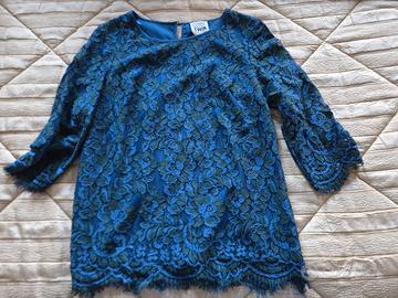 Maglia con ricamo in pizzo blu Twinset