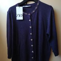 cardigan zara color violetto con strass
