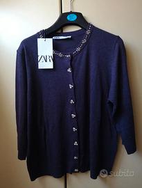 cardigan zara color violetto con strass