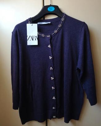 cardigan zara color violetto con strass