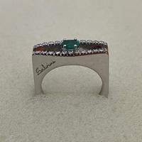 Anello Salvini in Oro Bianco, Smeraldo e Brillanti