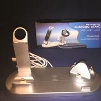 Caricabatterie stand ricarica 6 in 1 usb e wireles