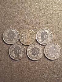 Monete svizzere 10 e 5 centesimi 