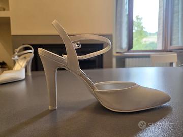 Décolleté Scarpe Sposa Raso Bianco nr 39