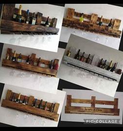 Porta 8 Bottiglie e 10 calici, da parete