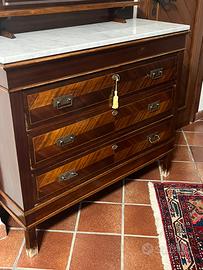 Cassettiera con lastra di marmo + specchiera