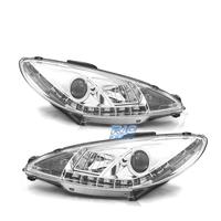 FARI PEUGEOT 206 98-08 LUCE DIURNA LED REALE FONDO