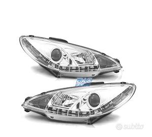 FARI PEUGEOT 206 98-08 LUCE DIURNA LED REALE FONDO