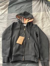Burberry Felpa Nera cappuccio Vintage Check