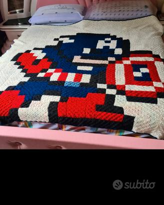 COPERTA MATRIMONIALE CAPT AMERICA FATTA A MANO 