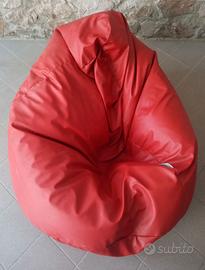 Poltrona sacco pouf bean bag rossa in ecopelle