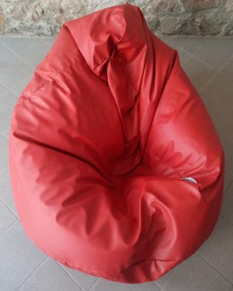 Poltrona sacco pouf bean bag rossa in ecopelle