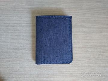 Portafoglio slim verticale in tessuto blu