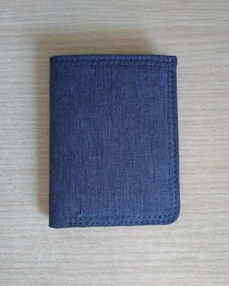 Portafoglio slim verticale in tessuto blu