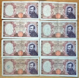 8 banconote da 10000 Lire tra il ’64 e il ‘68