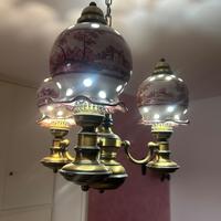 Lampadario e 2 abat-jour in ceramica Castelli