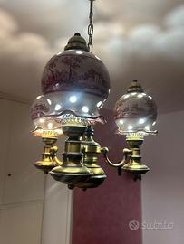 Lampadario e 2 abat-jour in ceramica Castelli