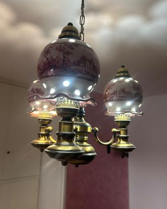 Lampadario e 2 abat-jour in ceramica Castelli