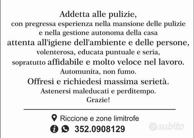 Addetta alle pulizie case private/ case estive