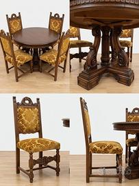 Tavolo e 6 sedie in legno