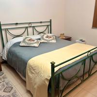 Letto matrimoniale ferro battuto vintage verde/oro