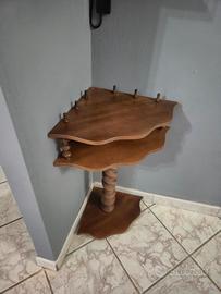 Tavolino ad angolo  2 ripiani legno 