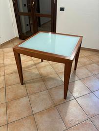 Tavolo allungabile legno-vetro