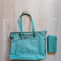 Borsa a spalla + borsellino Carpisa verde acqua