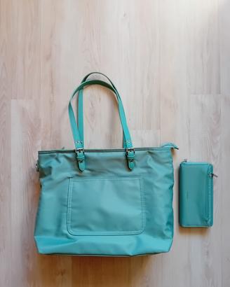 Borsa a spalla + borsellino Carpisa verde acqua