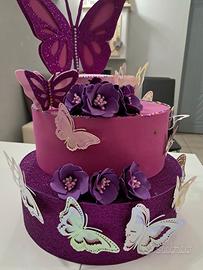 finta torta tema farfalle
