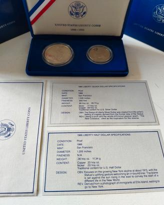 Set monete usa 1986 liberty centennial proof 